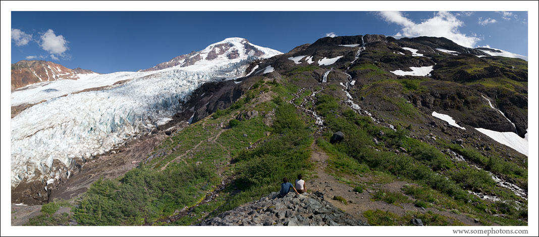 Hikers resting near Mt Baker, Washington