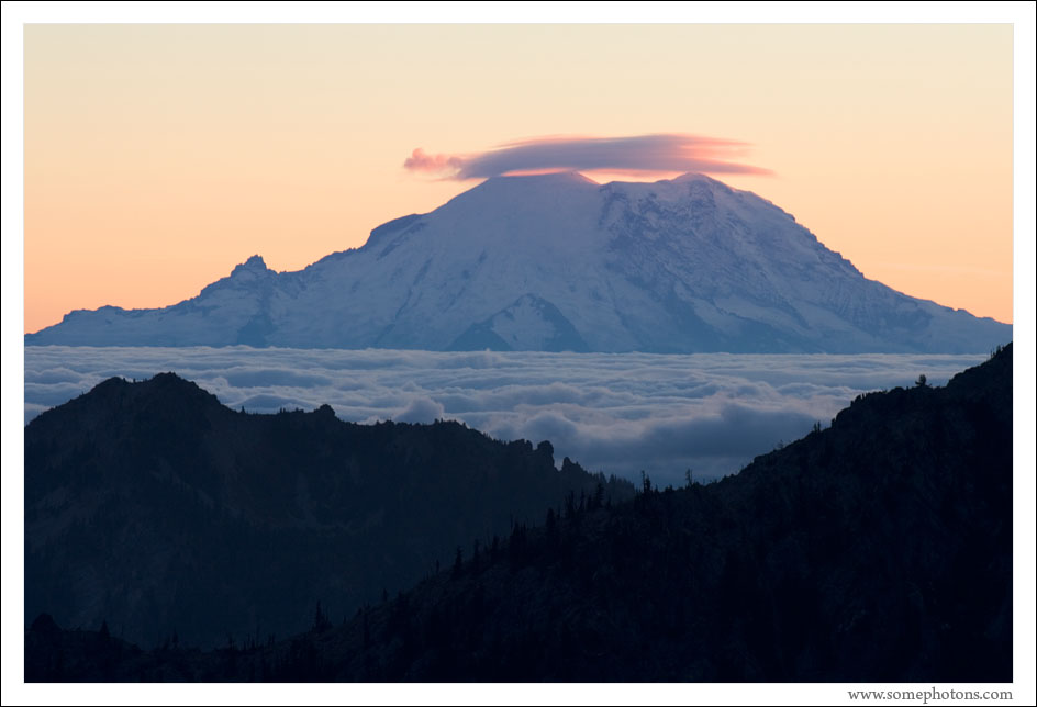 Mt Rainier and Lenticular Cloud, Washington
