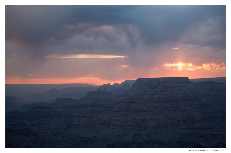 Unsettled sunset over the Grand Canyon