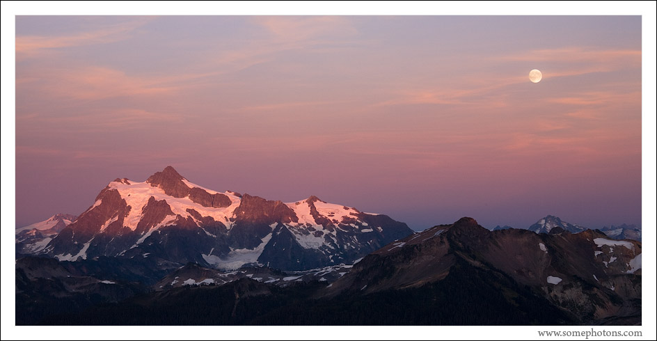 Moon and Mt Shuksan, North Cascades, Washington